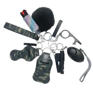 Pepper Spray Bling-Jeweled Mace 11-Piece Safety Keychain Set