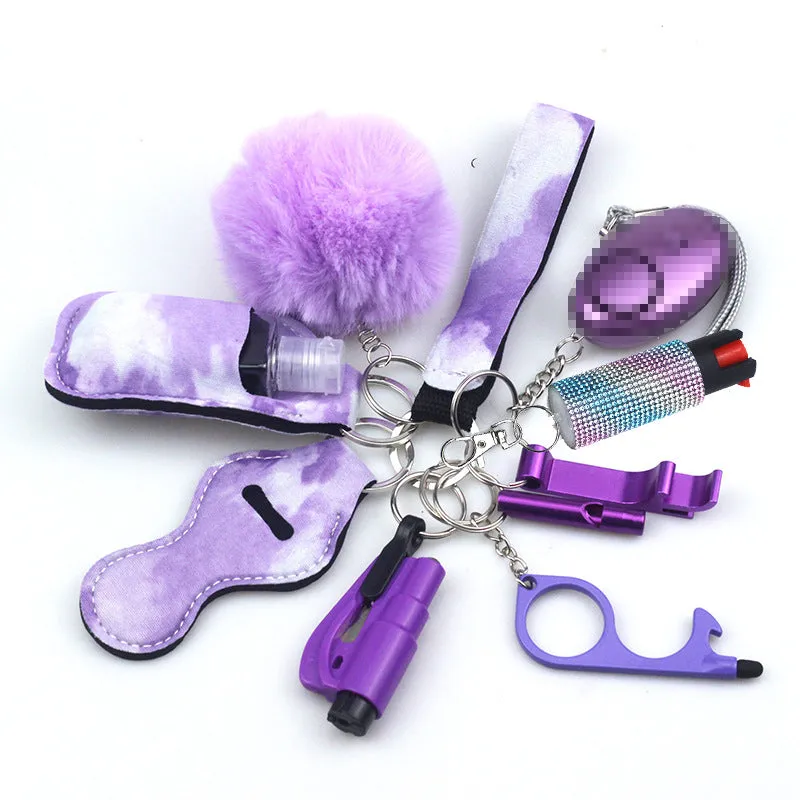 Pepper Spray Bling-Jeweled Mace 11-Piece Safety Keychain Set