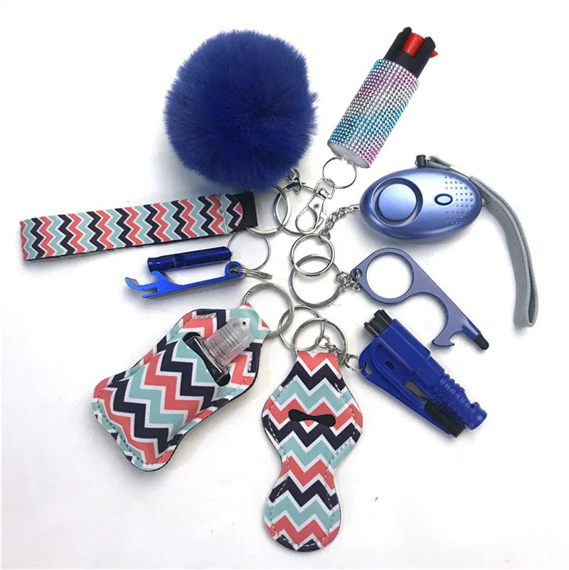 Pepper Spray Bling-Jeweled Mace 11-Piece Safety Keychain Set