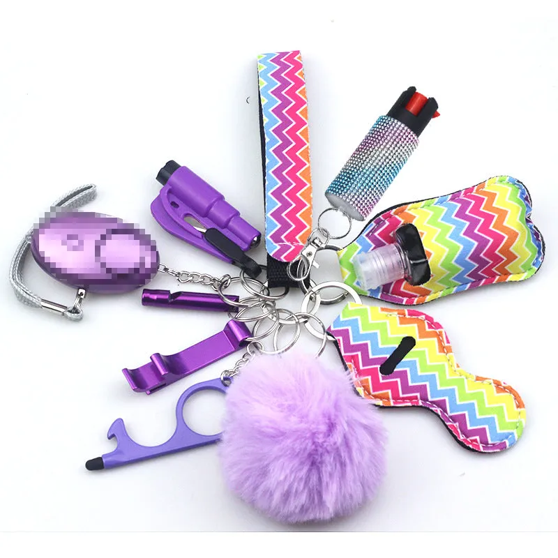 Pepper Spray Bling-Jeweled Mace 11-Piece Safety Keychain Set