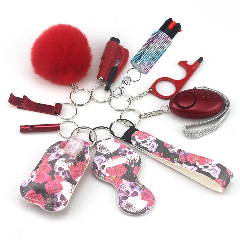 Pepper Spray Bling-Jeweled Mace 11-Piece Safety Keychain Set