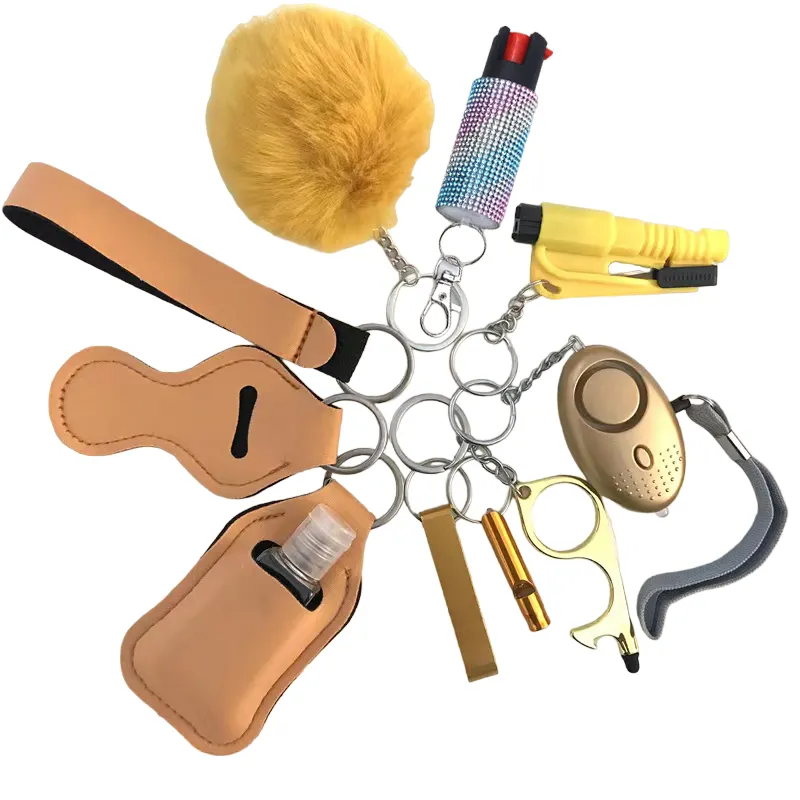 Pepper Spray Bling-Jeweled Mace 11-Piece Safety Keychain Set