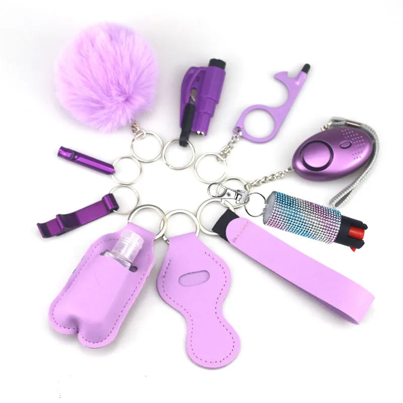 Pepper Spray Bling-Jeweled Mace 11-Piece Safety Keychain Set