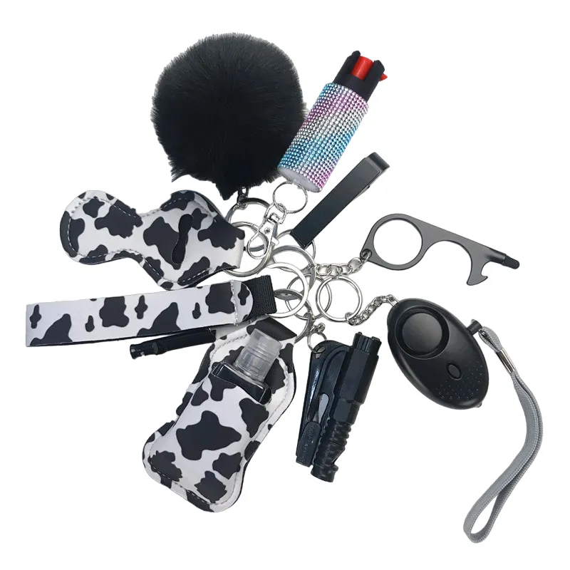 Pepper Spray Bling-Jeweled Mace 11-Piece Safety Keychain Set