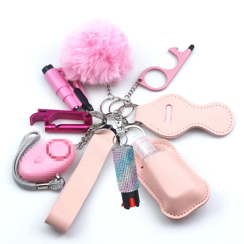 Pepper Spray Bling-Jeweled Mace 11-Piece Safety Keychain Set