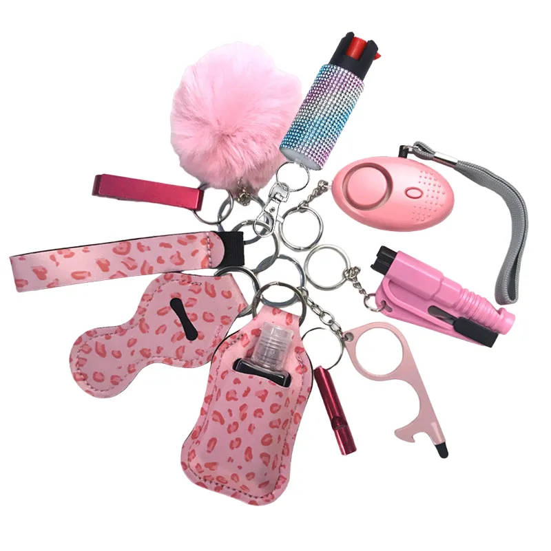 Pepper Spray Bling-Jeweled Mace 11-Piece Safety Keychain Set