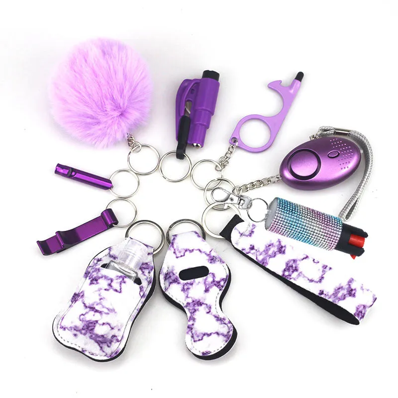 Pepper Spray Bling-Jeweled Mace 11-Piece Safety Keychain Set