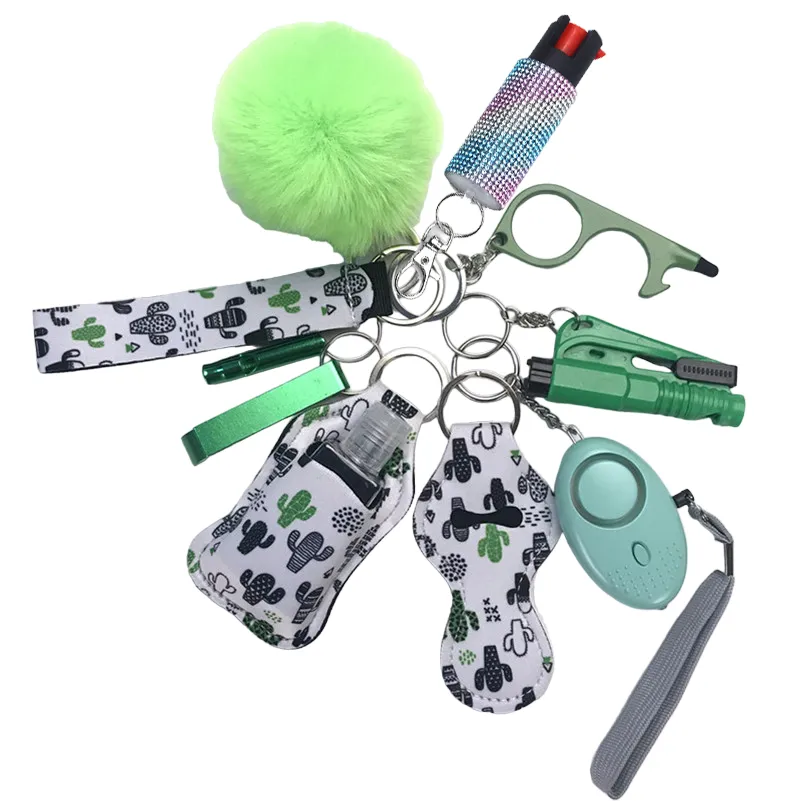 Pepper Spray Bling-Jeweled Mace 11-Piece Safety Keychain Set