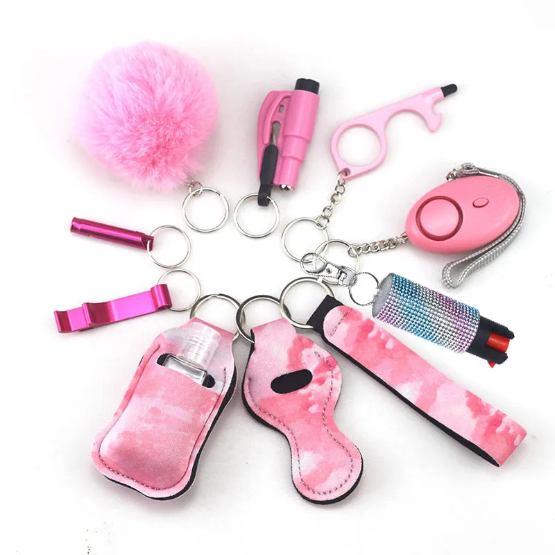 Pepper Spray Bling-Jeweled Mace 11-Piece Safety Keychain Set