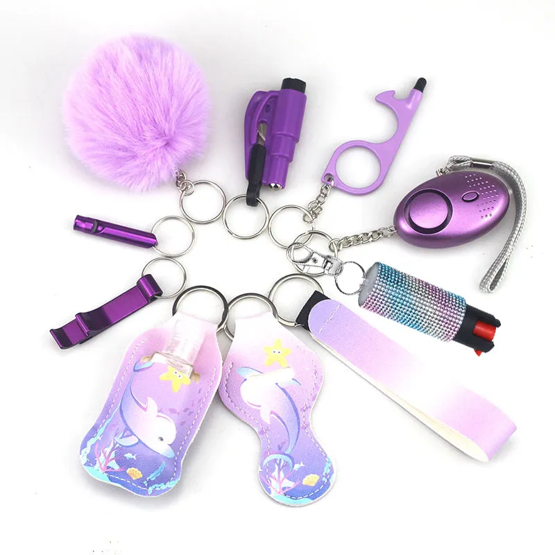 Pepper Spray Bling-Jeweled Mace 11-Piece Safety Keychain Set