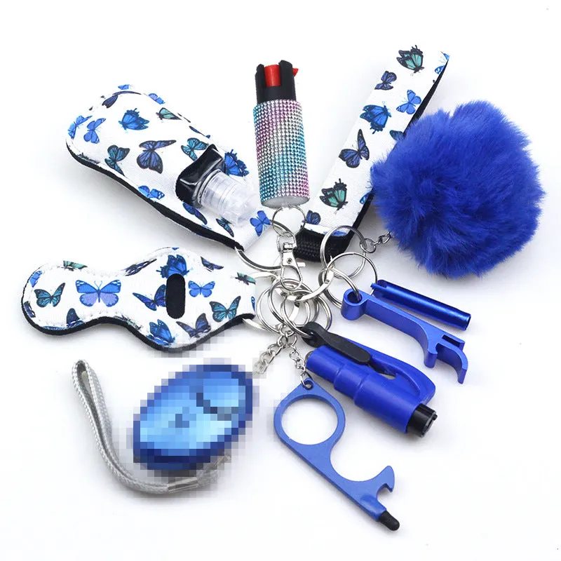 Pepper Spray Bling-Jeweled Mace 11-Piece Safety Keychain Set