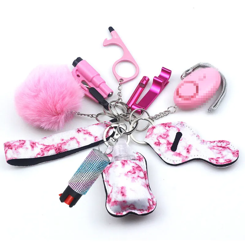 Pepper Spray Bling-Jeweled Mace 11-Piece Safety Keychain Set