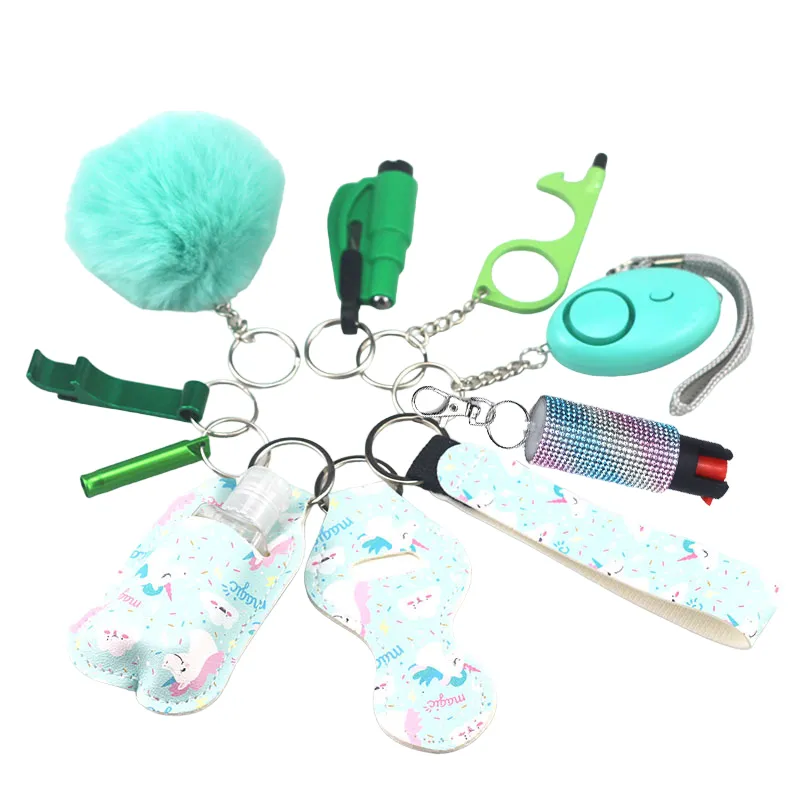 Pepper Spray Bling-Jeweled Mace 11-Piece Safety Keychain Set