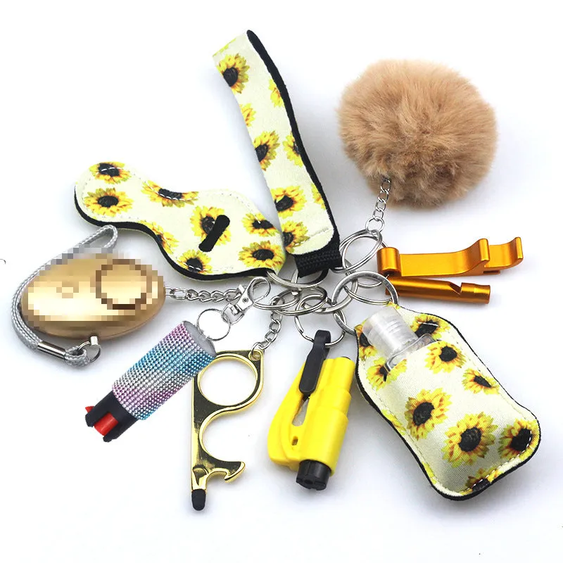 Pepper Spray Bling-Jeweled Mace 11-Piece Safety Keychain Set