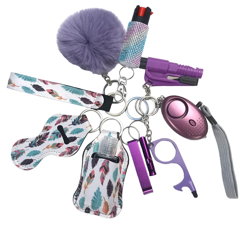 Pepper Spray Bling-Jeweled Mace 11-Piece Safety Keychain Set
