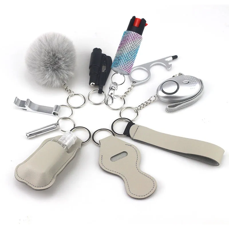 Pepper Spray Bling-Jeweled Mace 11-Piece Safety Keychain Set