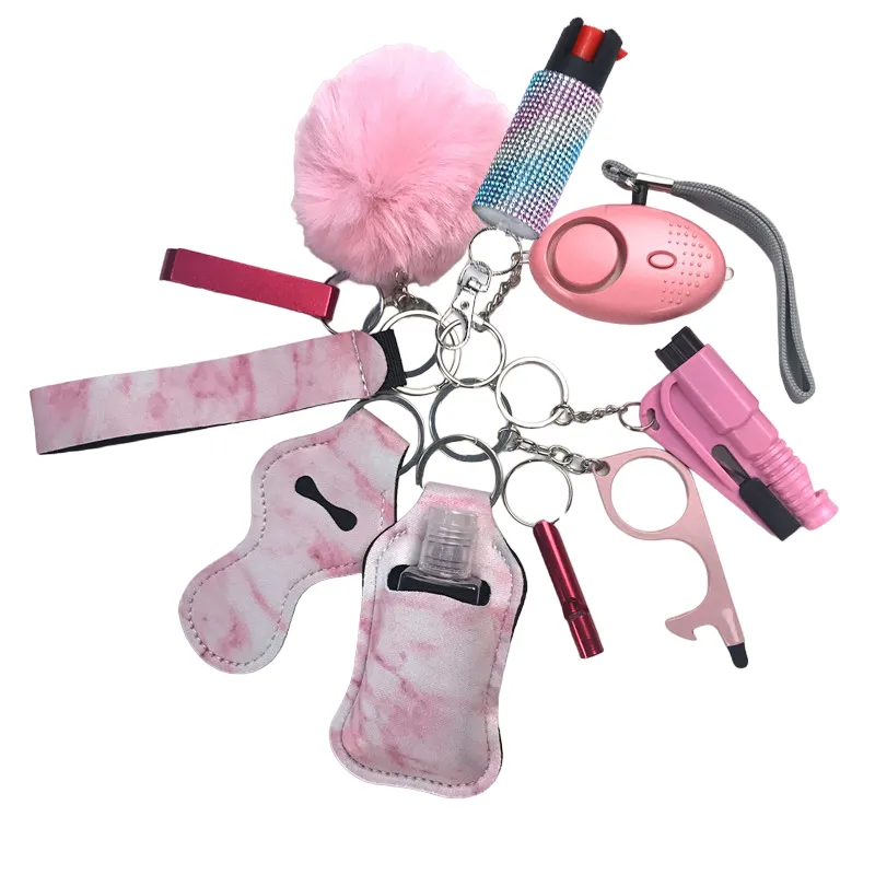 Pepper Spray Bling-Jeweled Mace 11-Piece Safety Keychain Set
