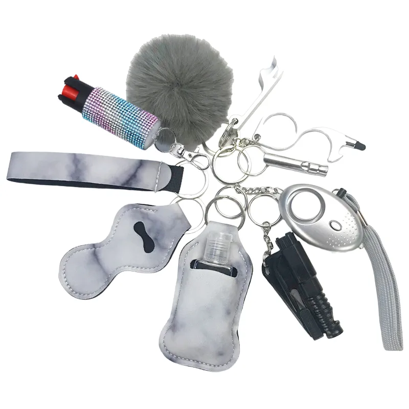Pepper Spray Bling-Jeweled Mace 11-Piece Safety Keychain Set