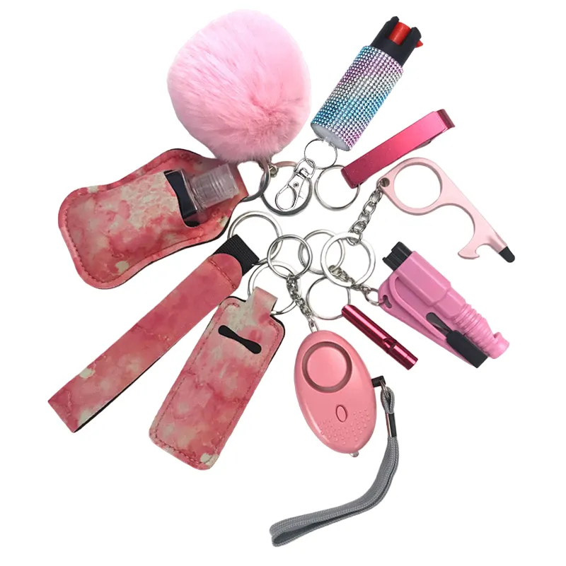 Pepper Spray Bling-Jeweled Mace 11-Piece Safety Keychain Set