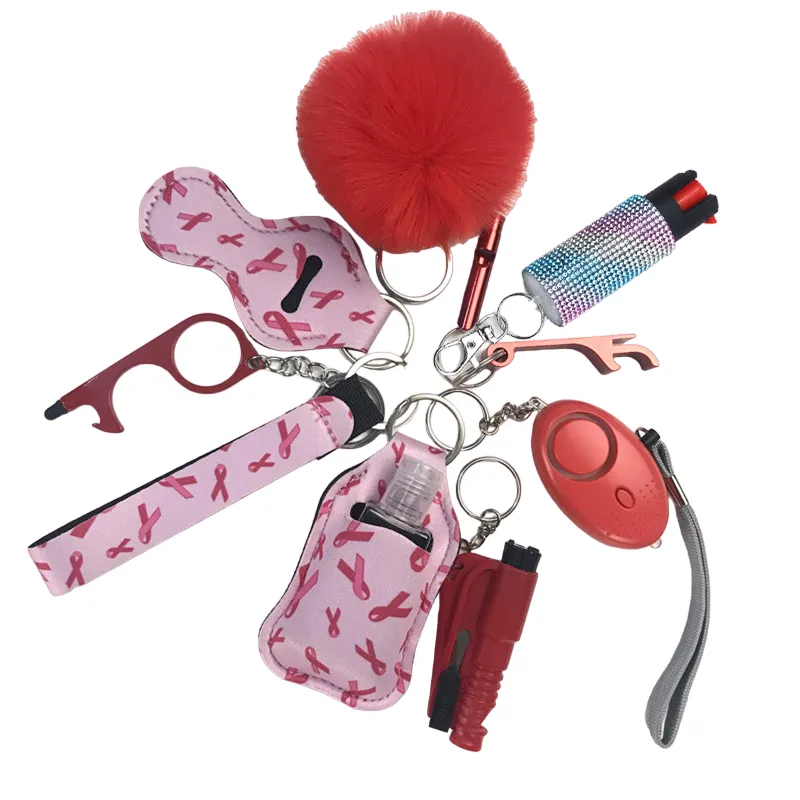 Pepper Spray Bling-Jeweled Mace 11-Piece Safety Keychain Set