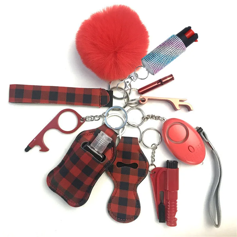 Pepper Spray Bling-Jeweled Mace 11-Piece Safety Keychain Set