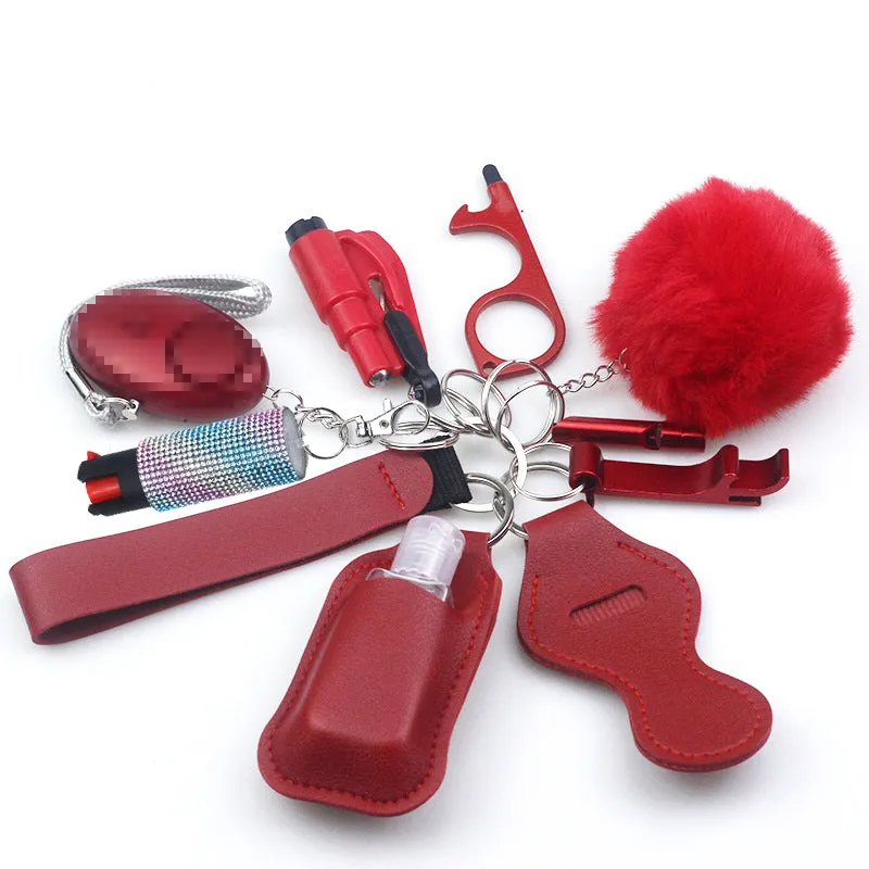 Pepper Spray Bling-Jeweled Mace 11-Piece Safety Keychain Set