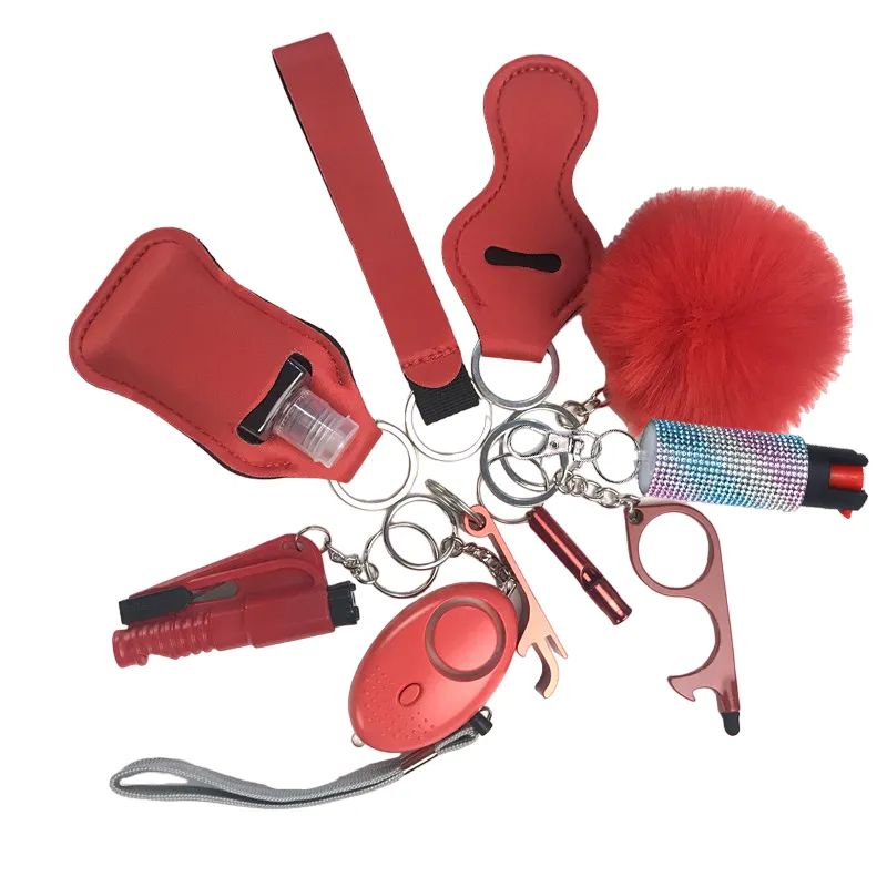 Pepper Spray Bling-Jeweled Mace 11-Piece Safety Keychain Set