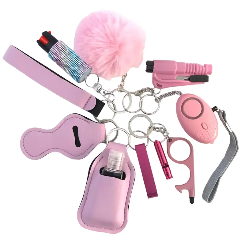 Pepper Spray Bling-Jeweled Mace 11-Piece Safety Keychain Set