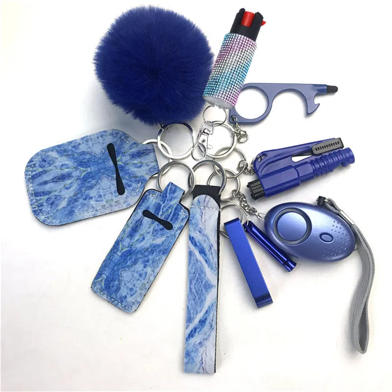 Pepper Spray Bling-Jeweled Mace 11-Piece Safety Keychain Set