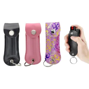 Pepper Spray Tool w/ Leather Pouch Keychain