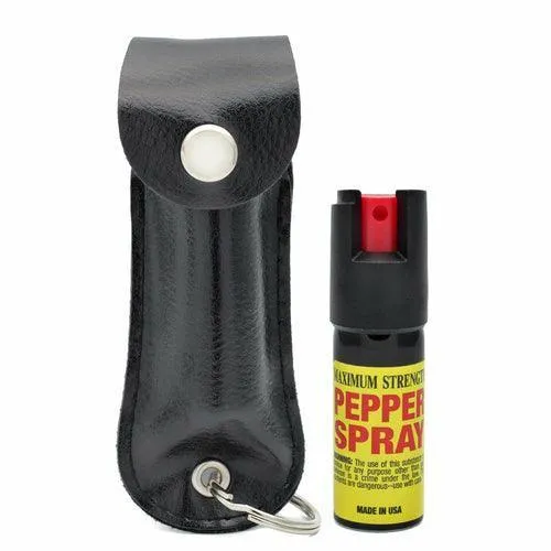 Pepper Spray Tool w/ Leather Pouch Keychain