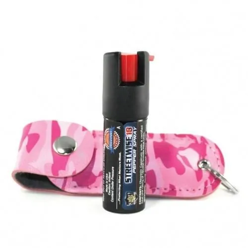 Pink Camouflage Police Strength 18 OC Pepper Spray Key Chain