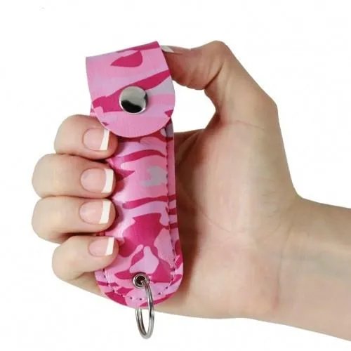 Pink Camouflage Police Strength 18 OC Pepper Spray Key Chain
