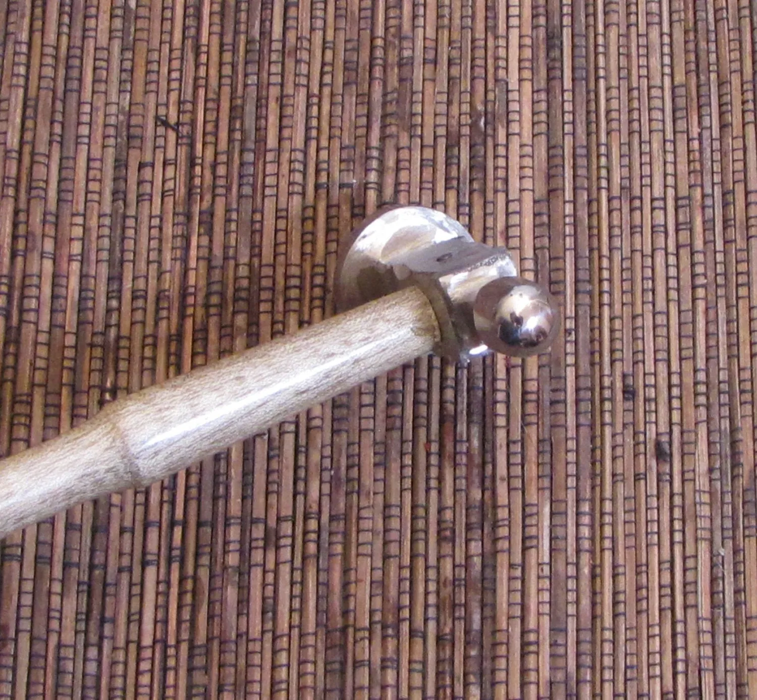 Polished steel flat, face size 1 1/8 inches, planishing chasing hammer, smoothing work, with ergo handle grip