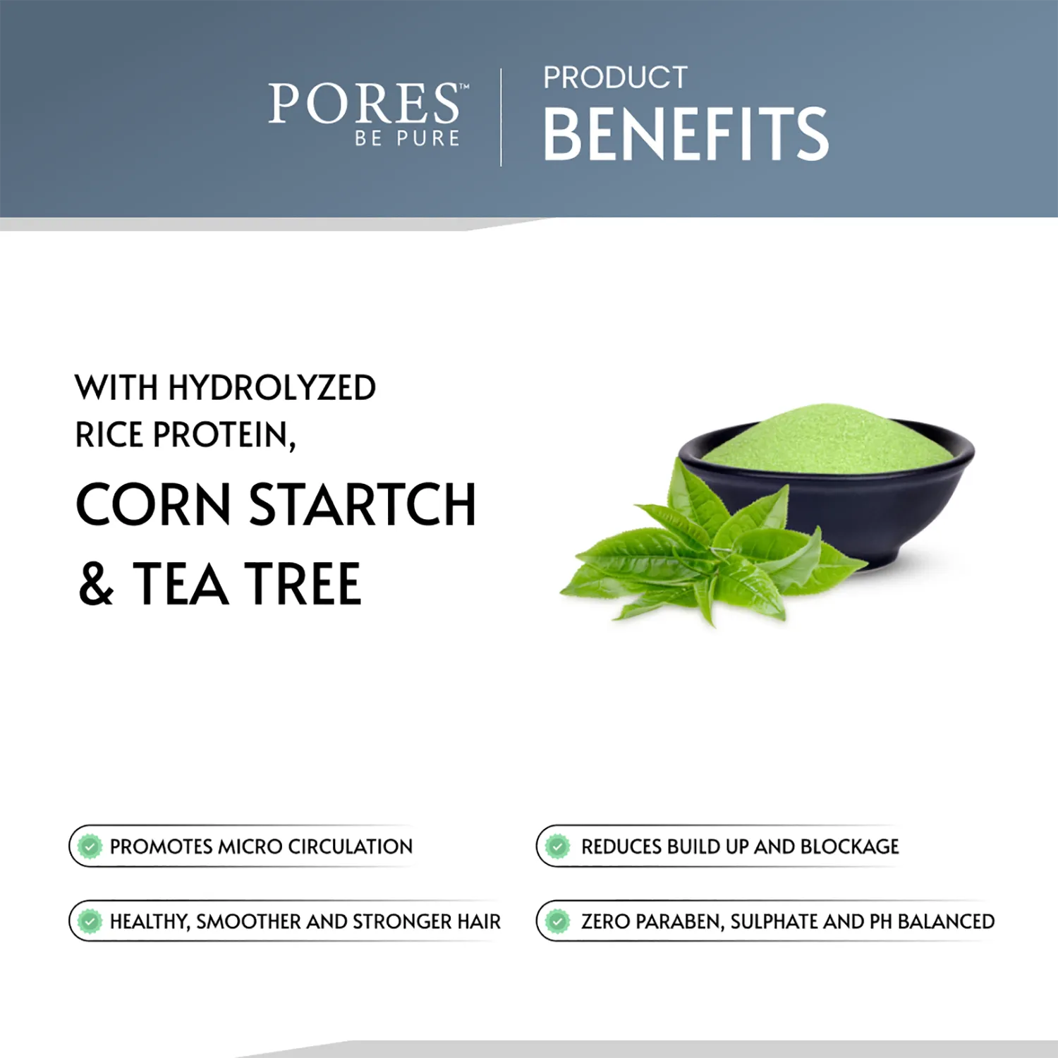 RICE WATER SHAMPOO - With Hydrolyzed Rice Protein, Corn Starch & Tea Tree - 250 mL