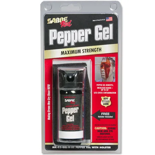 SABRE Red USA 1.8 oz Flip-Top w-Holster - GEL