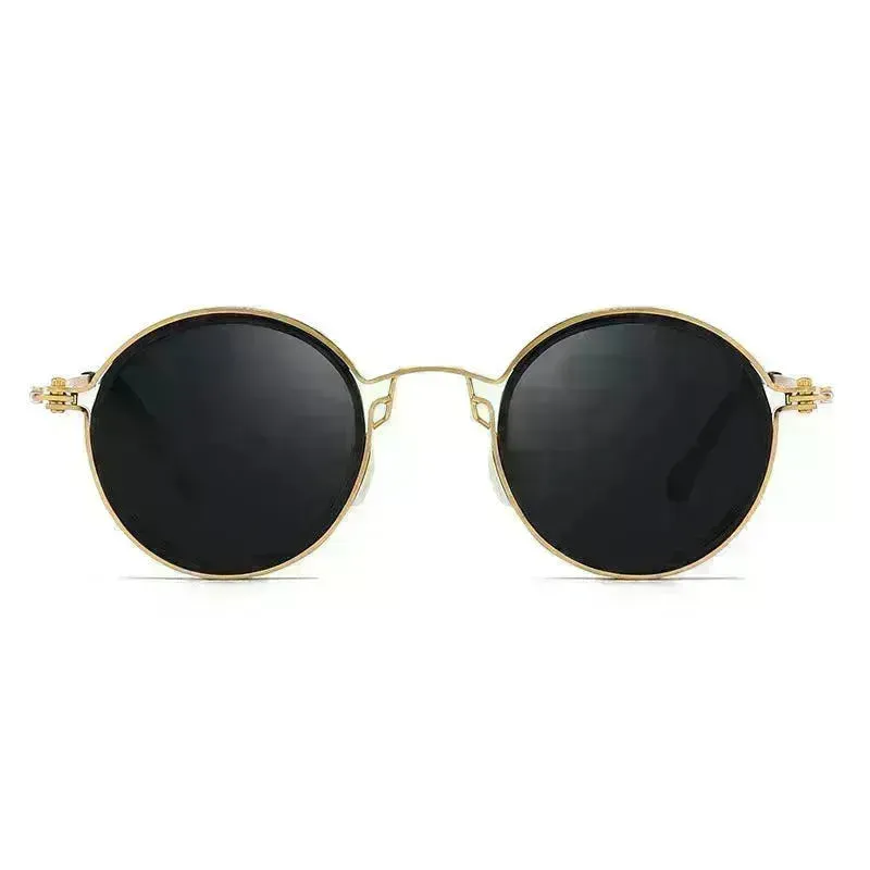 Sunscreen Retro Style Round Frame Metal Sunglasses